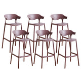 Multicolor Curved Plastic Low Back Bar Stool with Footrest Image - 92