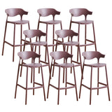 Multicolor Curved Plastic Low Back Bar Stool with Footrest Image - 93