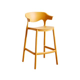 Multicolor Curved Plastic Low Back Bar Stool with Footrest Image - 94