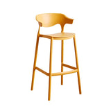 Multicolor Curved Plastic Low Back Bar Stool with Footrest Image - 99