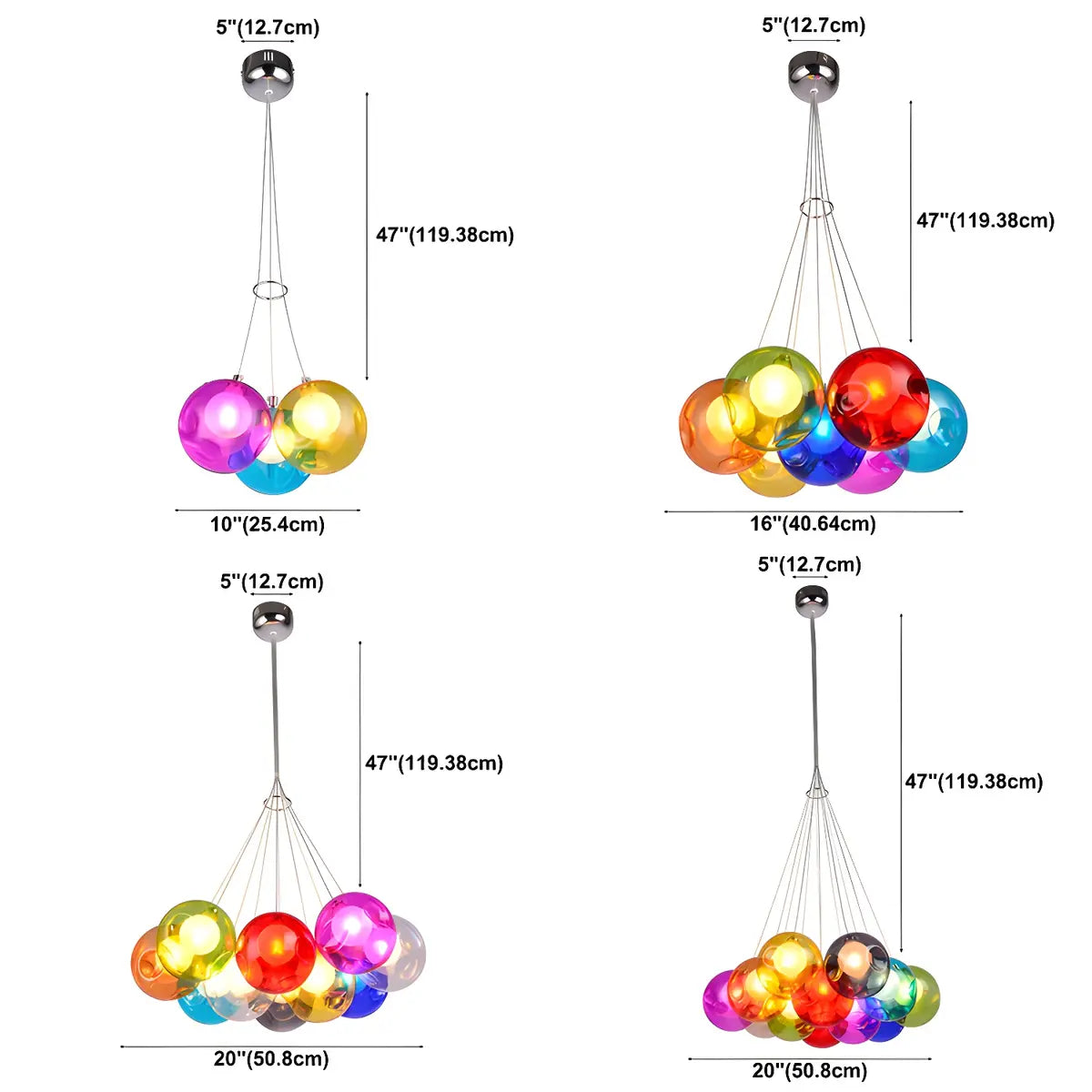 Multicolor Glass Bubble Dining Room Haning Chandelier Image - 11