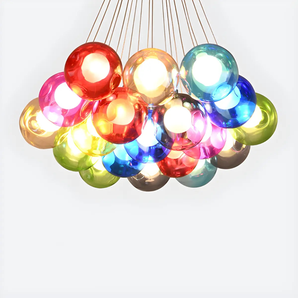 Multicolor Glass Bubble Dining Room Haning Chandelier Image - 16