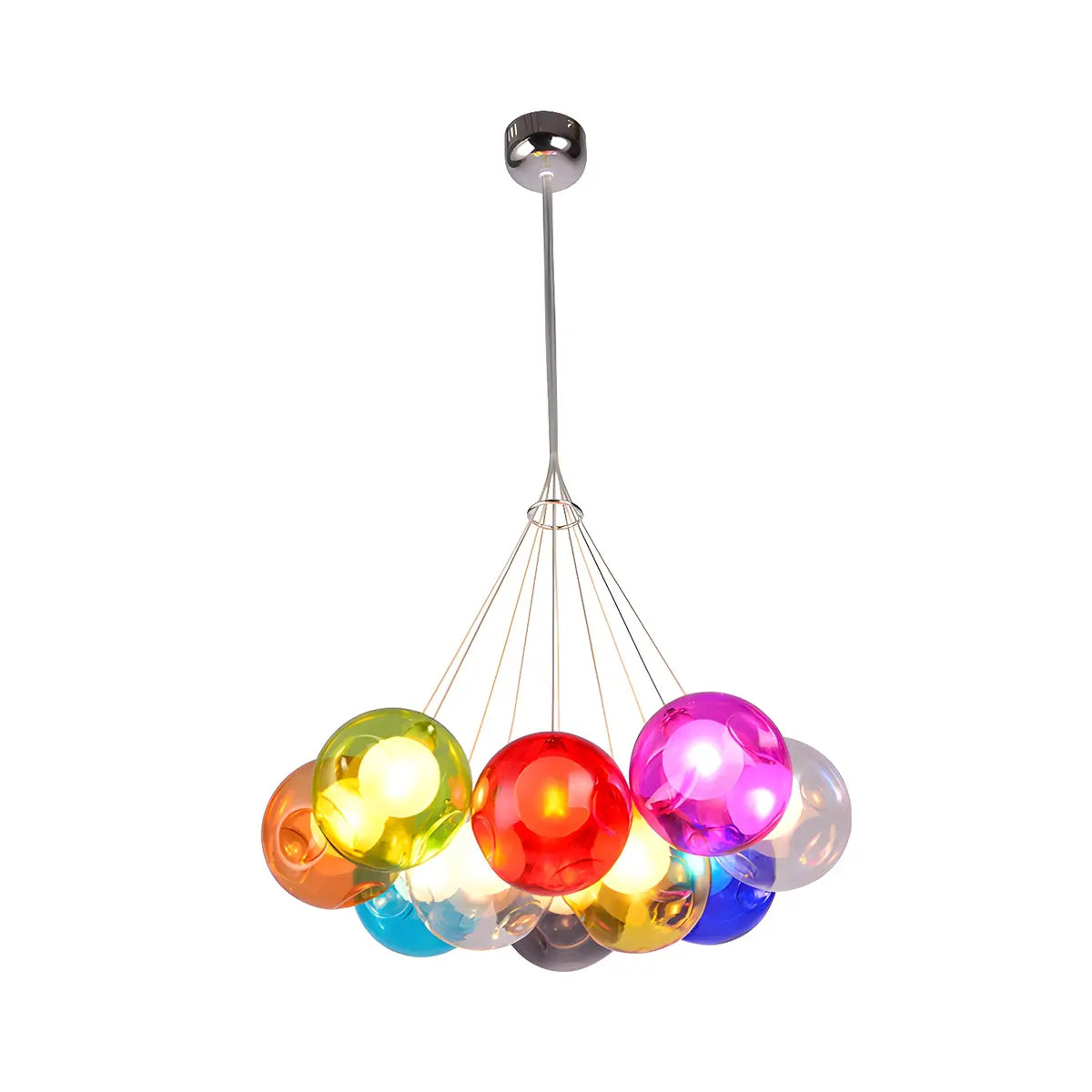 Multicolor Glass Bubble Dining Room Haning Chandelier Image - 2