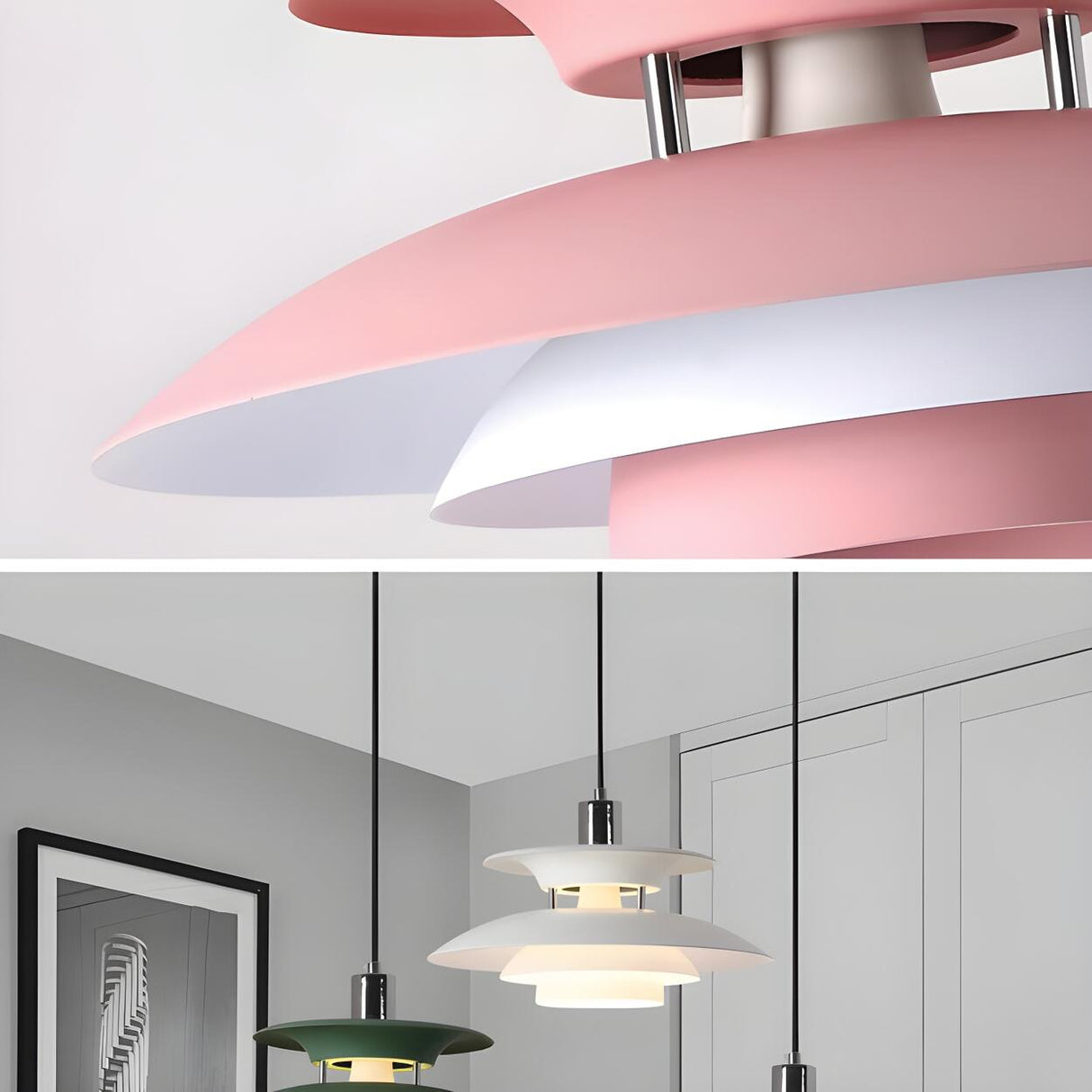 Multicolor Layered Geometric Dining Room Pendant Light Image - 16