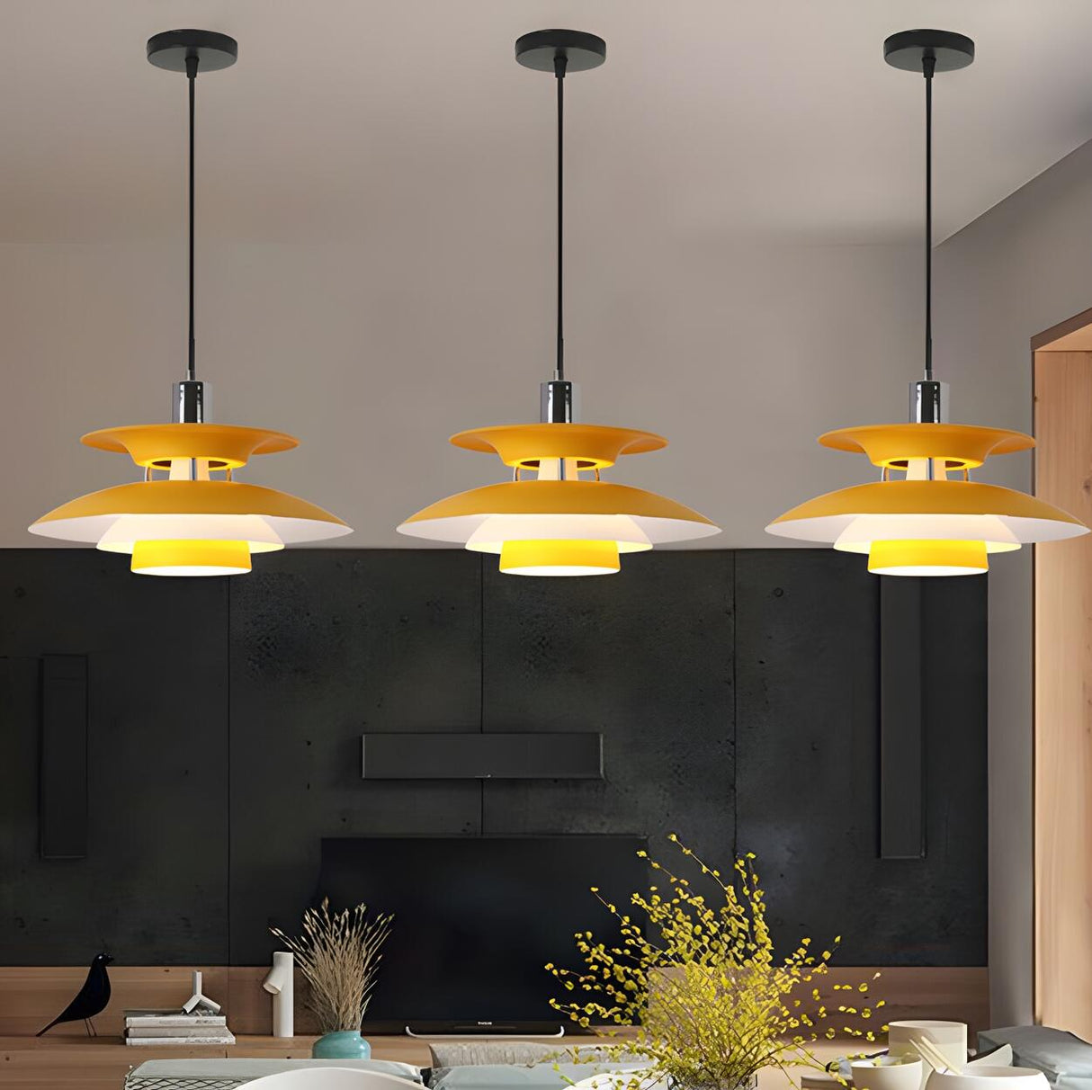 Multicolor Layered Geometric Dining Room Pendant Light Image - 2