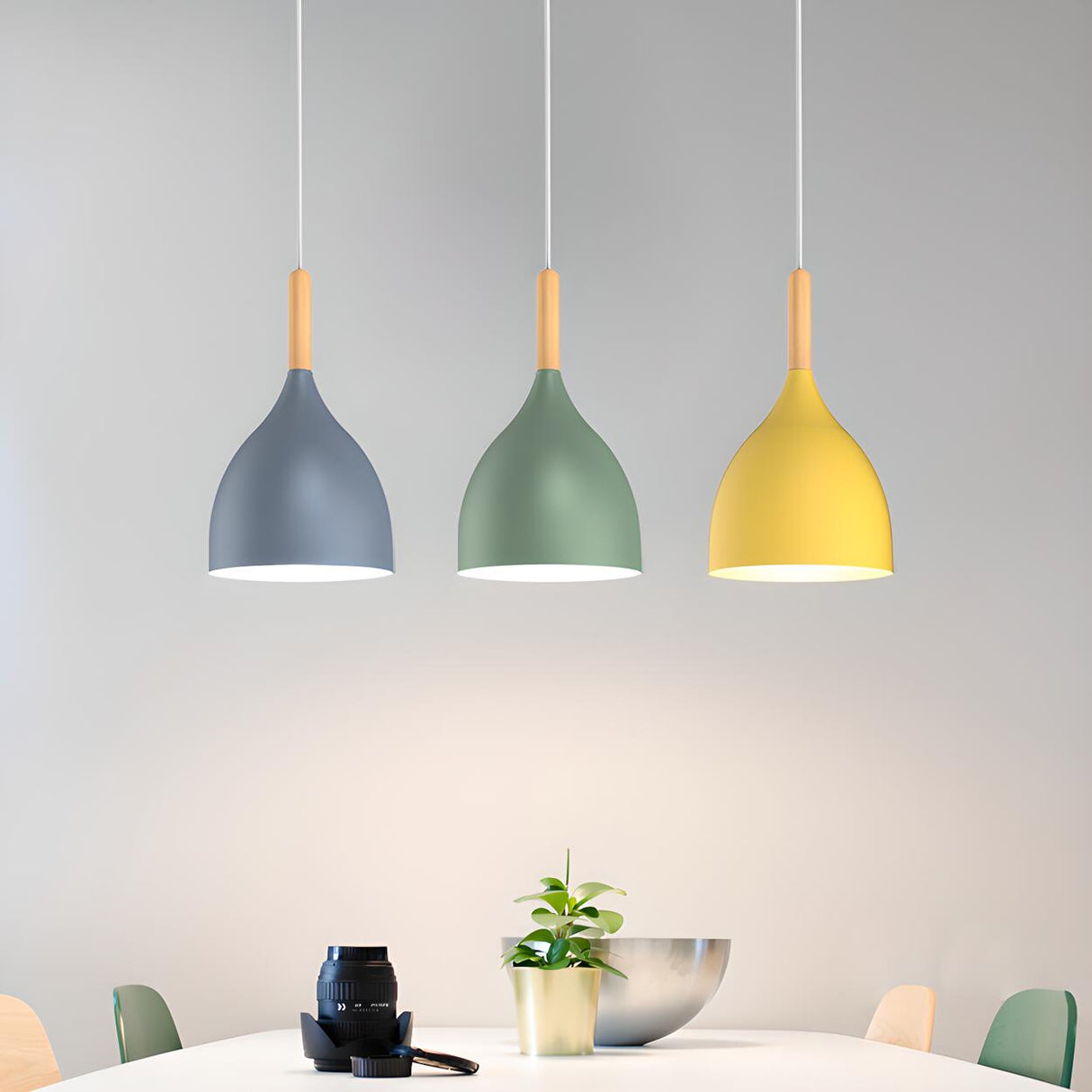 Multicolor Modern 3-Light Cone Island Pendant Light Image - 4