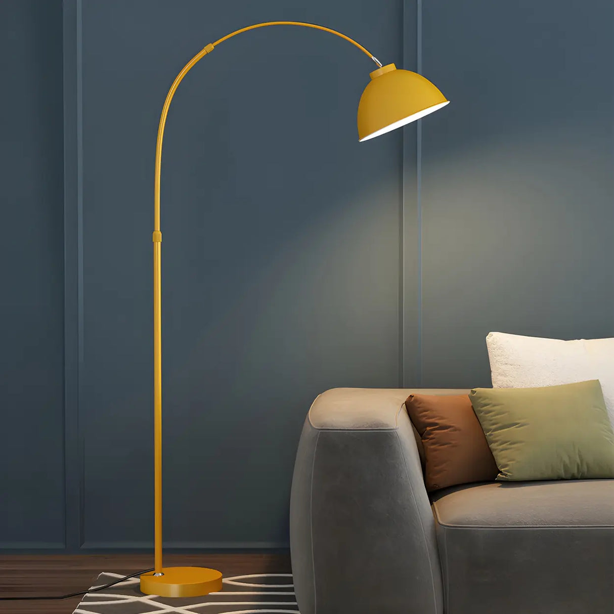 Multicolor Simple Dome and Arc Metal LED Floor Lamp Image - 2