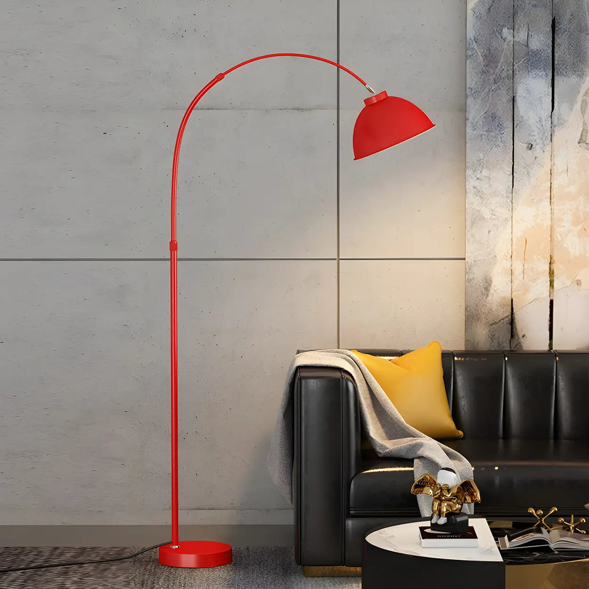 Multicolor Simple Dome and Arc Metal LED Floor Lamp Image - 3