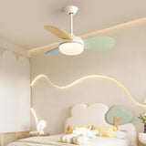 Multicolor Wooden Blades Modern LED Ceiling Fan Light Image - 1