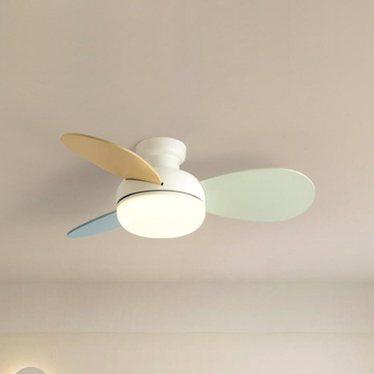 Multicolor Wooden Blades Modern LED Ceiling Fan Light Image - 11