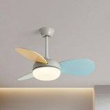 Multicolor Wooden Blades Modern LED Ceiling Fan Light Image - 2