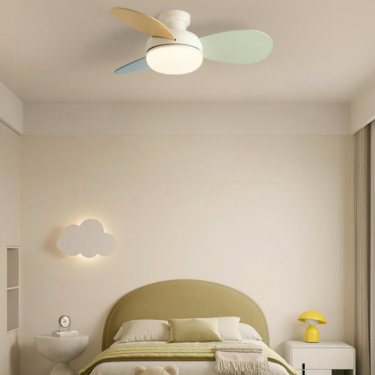 Multicolor Wooden Blades Modern LED Ceiling Fan Light Image - 20