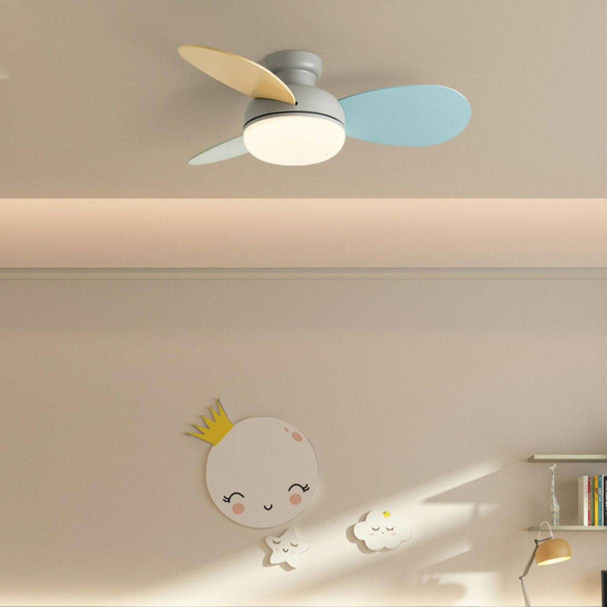 Multicolor Wooden Blades Modern LED Ceiling Fan Light Image - 4