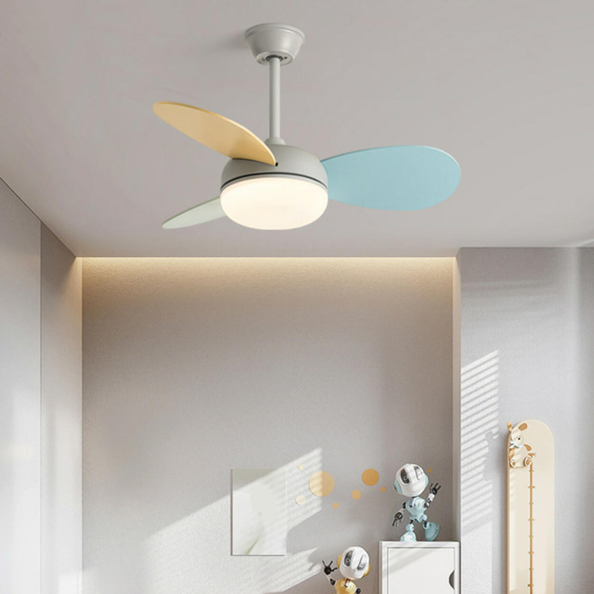 Multicolor Wooden Blades Modern LED Ceiling Fan Light Image - 8