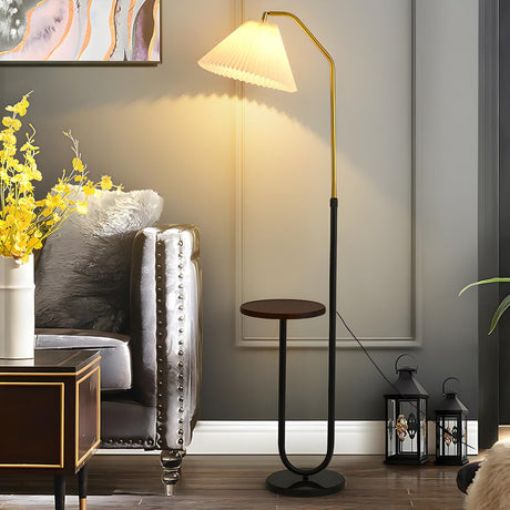 Multifunctional Bedside Cone Floor Lamp with Side Table Image - 2