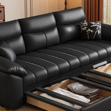 Multifunctional Black Queen Size Leather Futon Sofa Image - 14