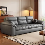 Multifunctional Black Queen Size Leather Futon Sofa Image - 5