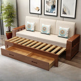 Multifunctional Nut-Brown Large Wooden Storage Futon Sofa Image - 1