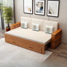 Multifunctional Nut-Brown Large Wooden Storage Futon Sofa Image - 3