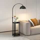 Multifunctional White Dome Floor Lamp with Side Table Image - 2