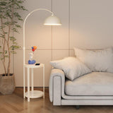 Multifunctional White Dome Floor Lamp with Side Table Image - 3