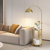 Multifunctional White Dome Floor Lamp with Side Table Image - 5