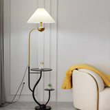 Multifunctional White Pagoda Floor Lamp with Shelves Image - 1