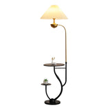 Multifunctional White Pagoda Floor Lamp with Shelves Image - 7