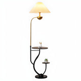 Multifunctional White Pagoda Floor Lamp with Shelves Image - 8