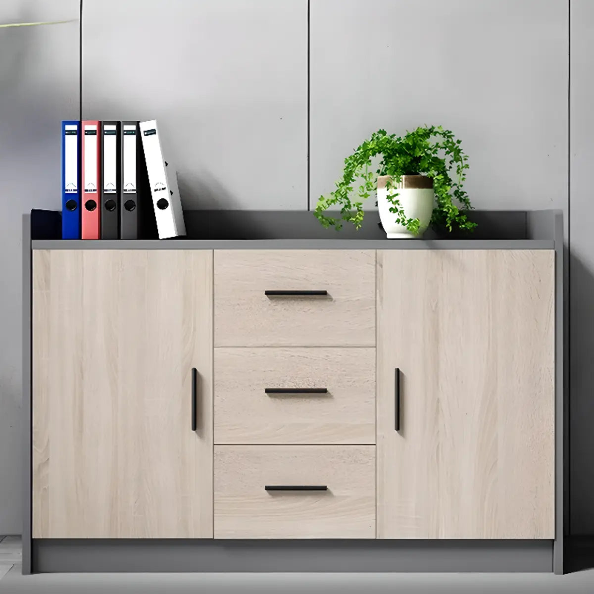 Multifunctional Wood Natural Storage Cabinet with Shelves Image - 8