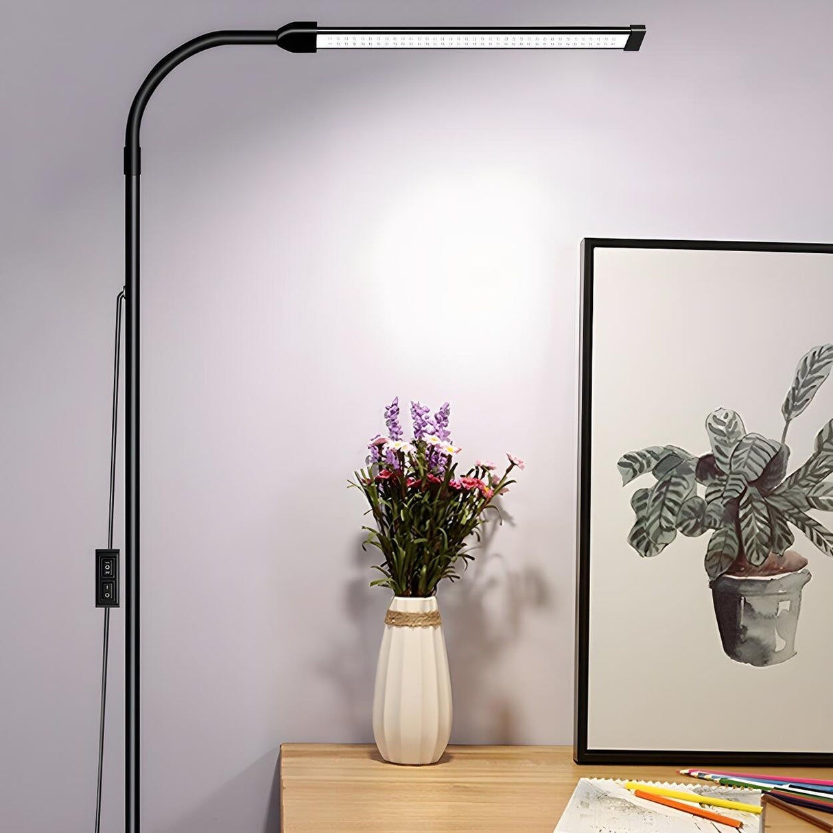 Music and Reading Adjustable Rectangle LED Floor Lamp Image - 10