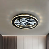 Music Note Round Crystal LED Flush Mount Ceiling Light Image - 1