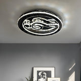 Music Note Round Crystal LED Flush Mount Ceiling Light Image - 2