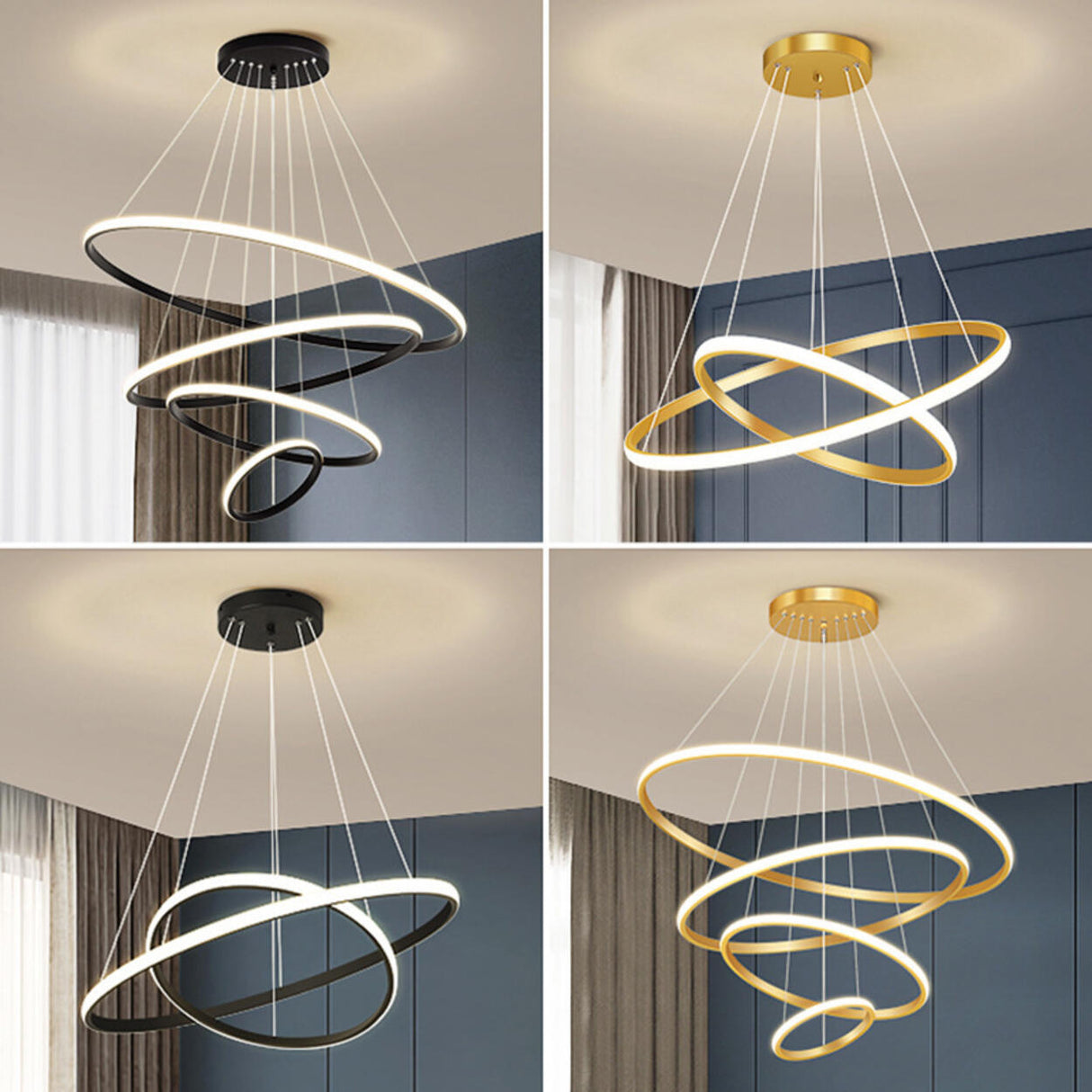 Mutiple Ring Lights Modern Spiral LED Chandelier Image - 18