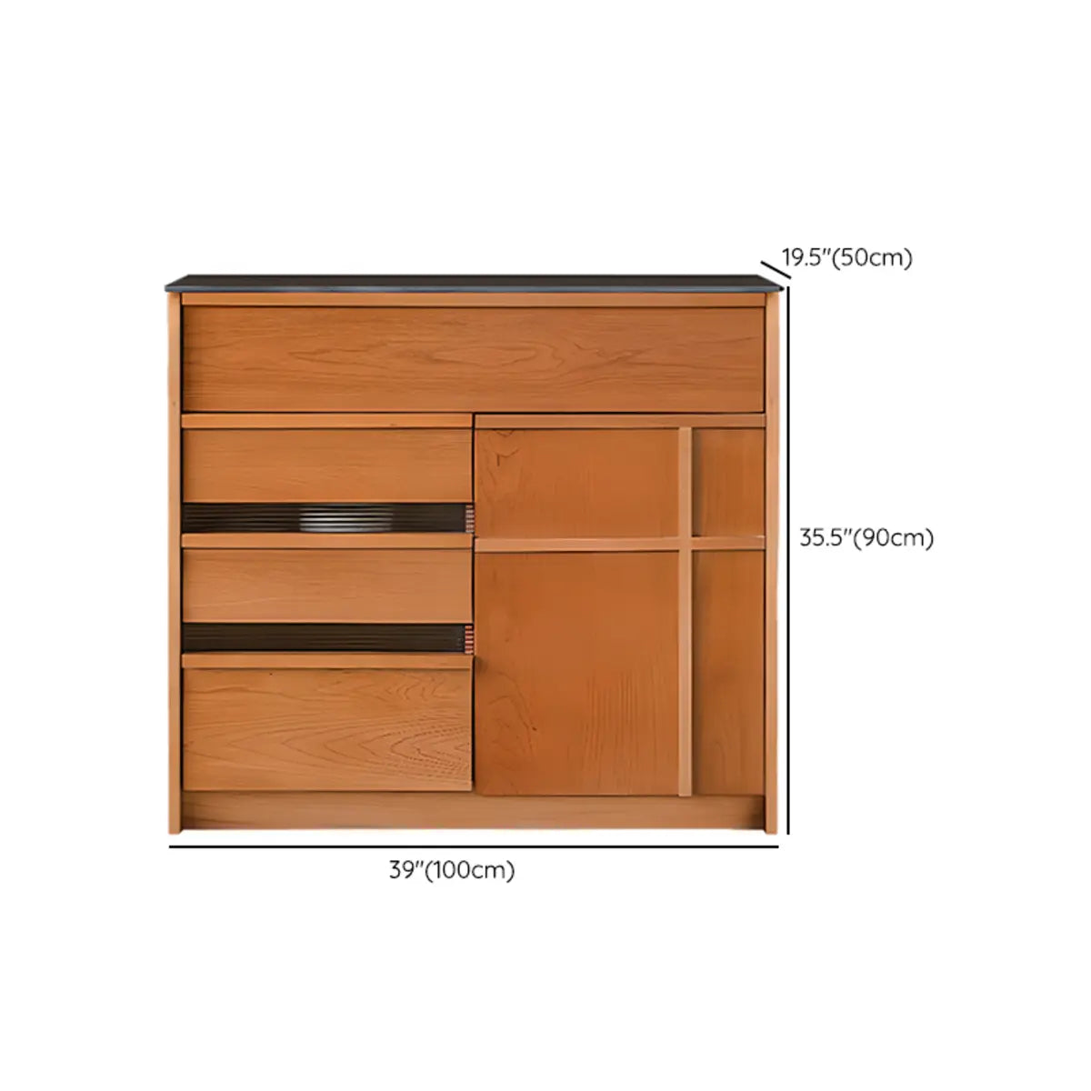 Narrow Oak Natural Medium Storage Buffet with Drawers Image - 15