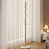 Narrow Walnut Wood Tree Coat Rack with Hooks and Storage Image - 2