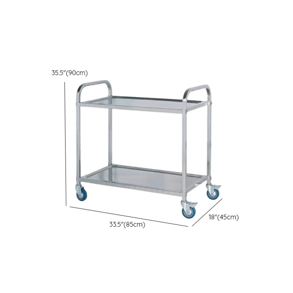 Narrow Width Stainless-Steel Three Shelves Utility Cart Image - 10