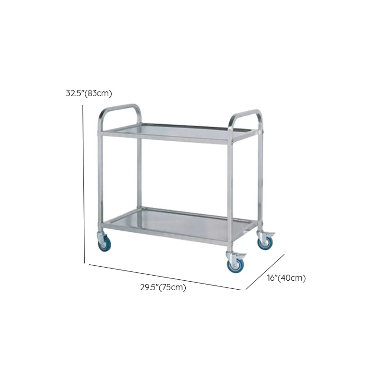 Narrow Width Stainless-Steel Three Shelves Utility Cart Image - 12