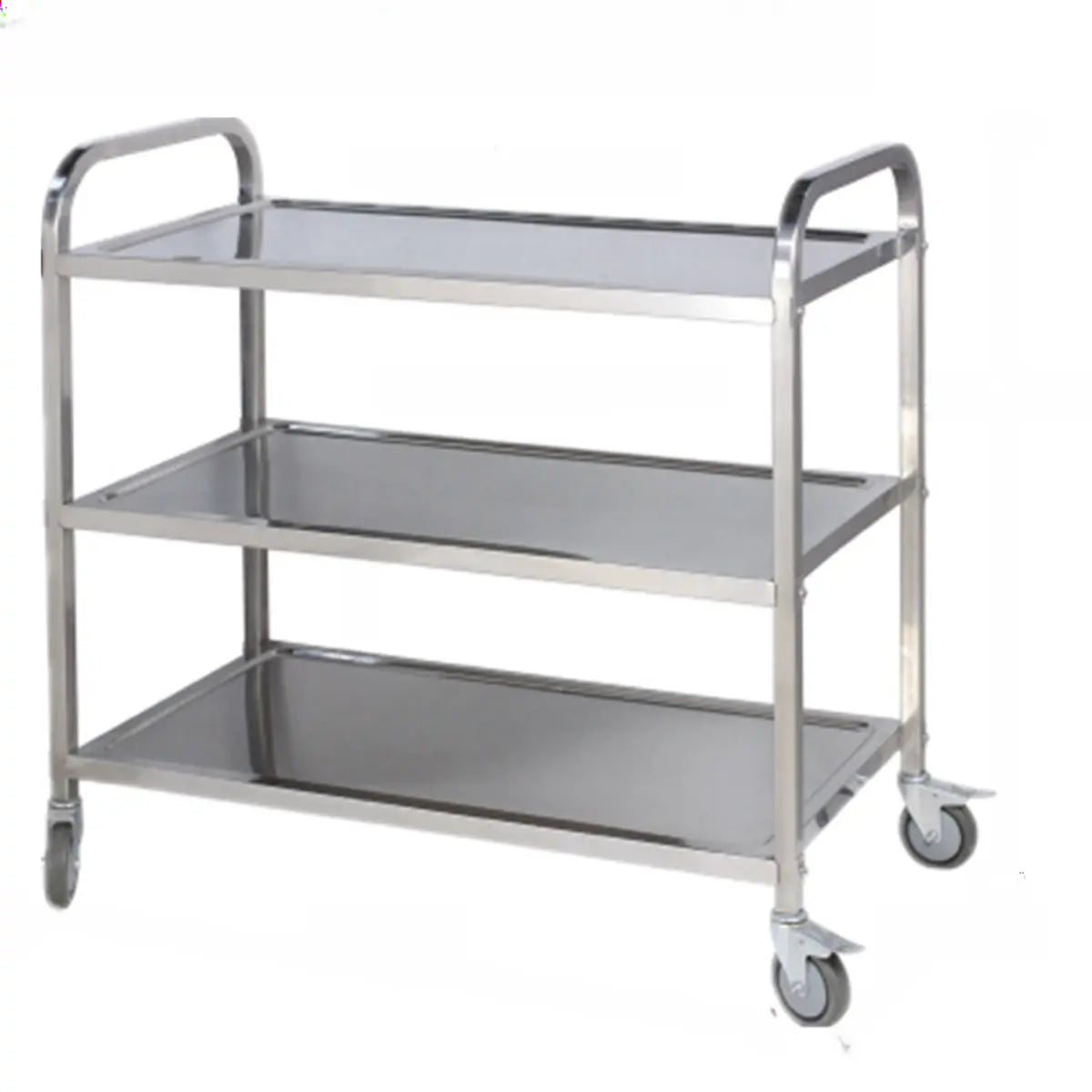 Narrow Width Stainless-Steel Three Shelves Utility Cart Image - 3