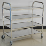 Narrow Width Stainless-Steel Three Shelves Utility Cart Image - 4