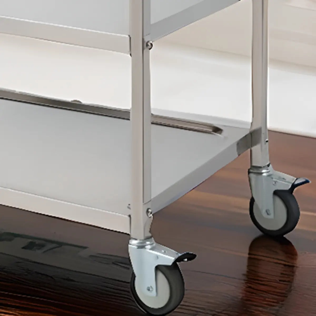 Narrow Width Stainless-Steel Three Shelves Utility Cart Image - 6