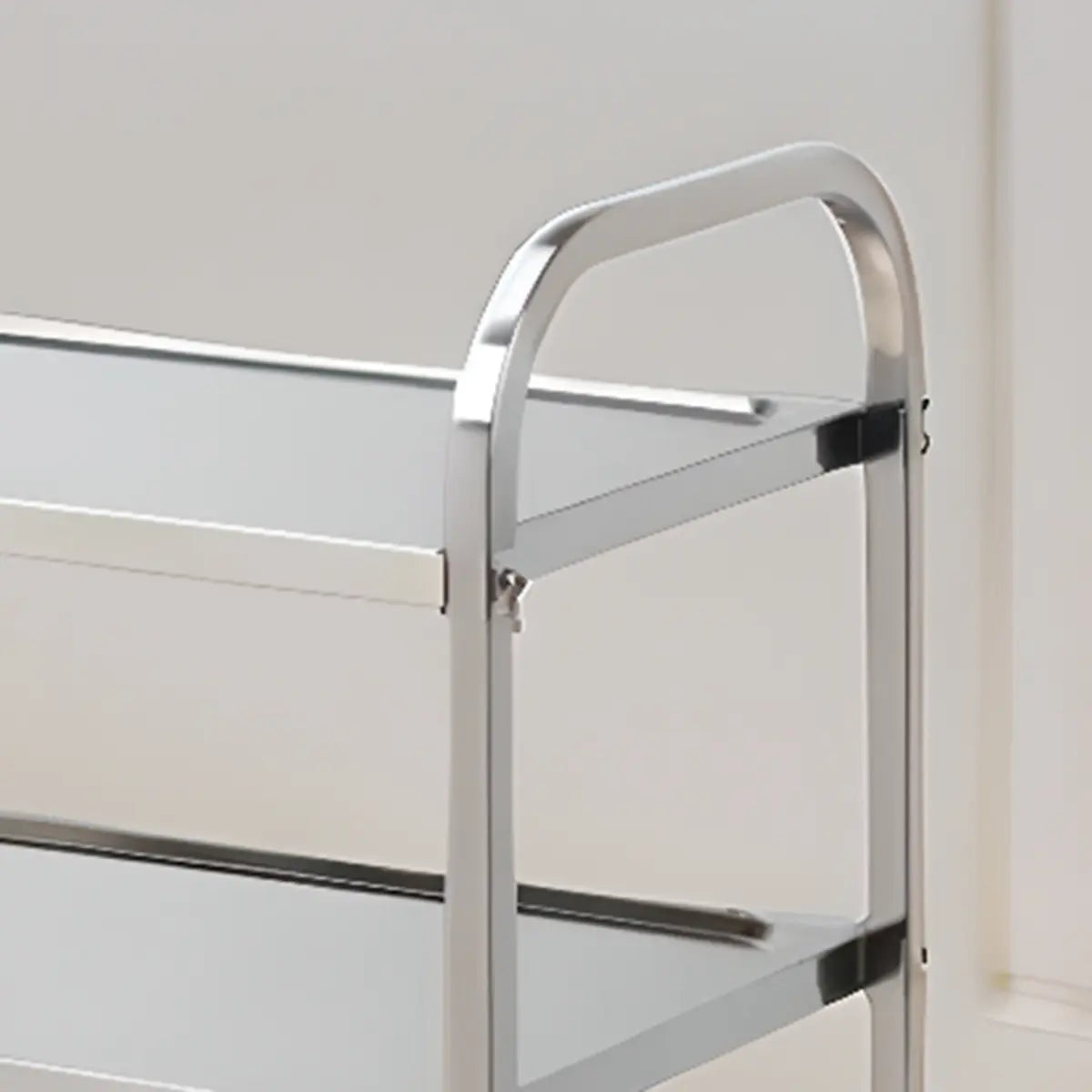 Narrow Width Stainless-Steel Three Shelves Utility Cart Image - 7