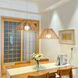 Natural 2-Light Cone Rubber Wood Island Pendant Light Image - 1