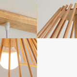 Natural 2-Light Cone Rubber Wood Island Pendant Light Image - 5