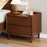 Natural 2-Tier Rectangular Wood Drawer Storage Nightstand Image - 7