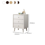 Natural 3 Drawers Square Rubberwood Nightstand with Legs #size