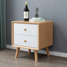 Natural 3 Drawers Square Rubberwood Nightstand with Legs Image - 7