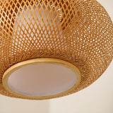 Natural Adjustable Woven Dome Shade Arc Floor Lamp Image - 11