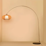 Natural Adjustable Woven Dome Shade Arc Floor Lamp Image - 8