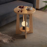 Natural and Lamp Round Wood Chairside Table with Shelf Image - 3